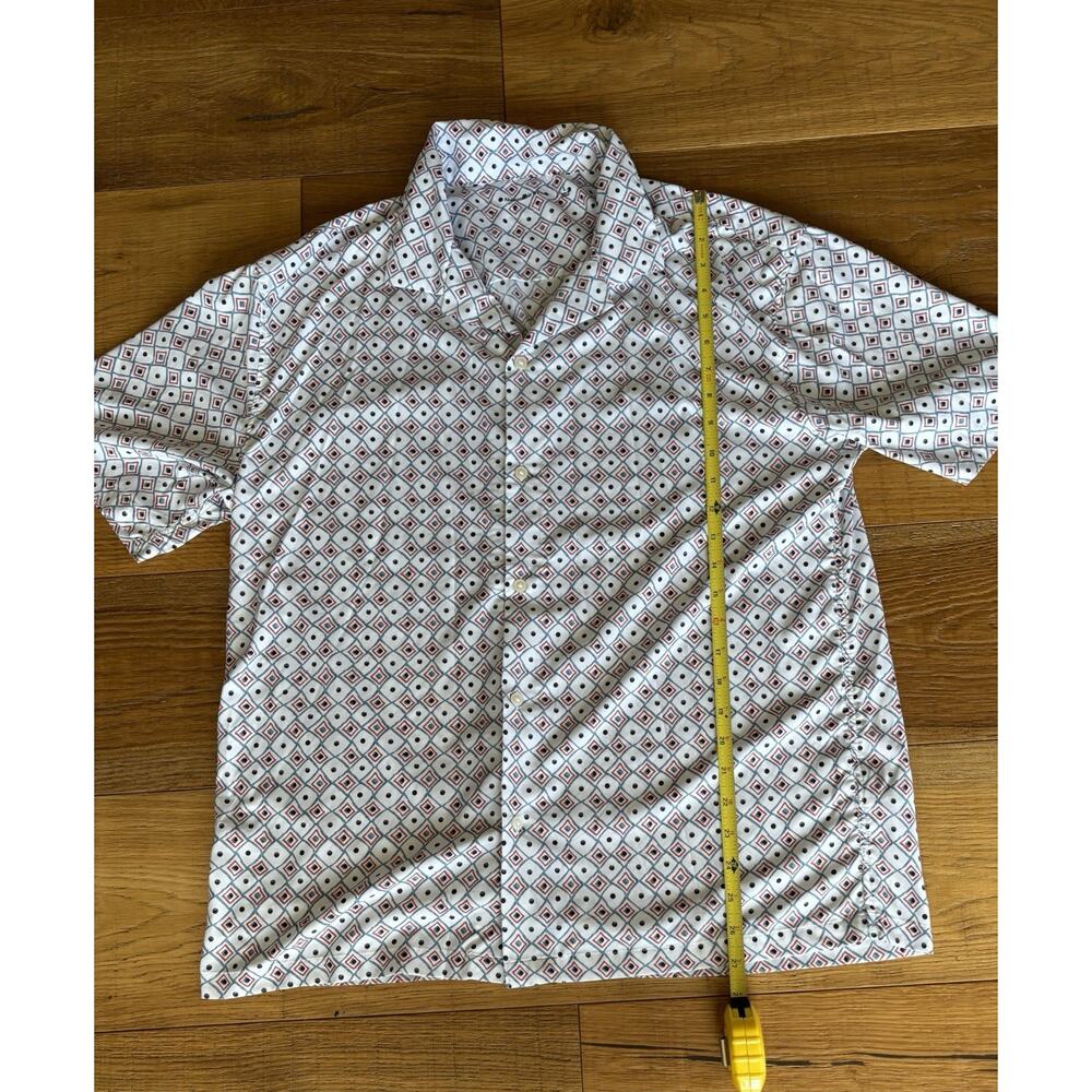 Abercrombie & Fitch Men's Geometric Diamond Short Sleeve Resort Camp Shirt Sz L - Picture 2 of 6